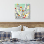 Stekelige Cactus Bloemen Collage Kunst Canvas Afdruk (Insitu (Slaapkamer))