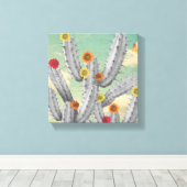 Stekelige Cactus Bloemen Collage Kunst Canvas Afdruk (Insitu (Houten vloer))
