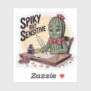 Stekelige Maar Gevoelige Cactus Dichter Schrijft Sticker