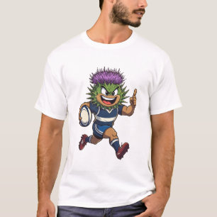 Stekelige Sprint Schotse Distel Rugby Mascotte T-shirt