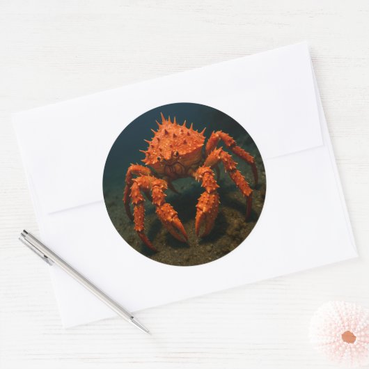 stekelkoningskrab ronde sticker (Envelop)