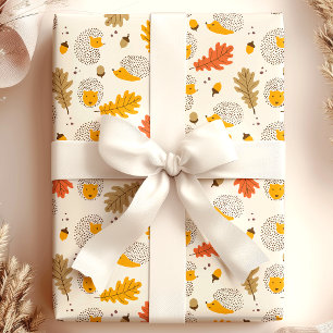 Stekelvarken Herfst Bloemmotief Herfstbladeren Pat Cadeaupapier
