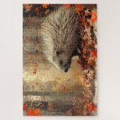 stekelvarken in herfstbladeren 20x30 legpuzzel (Verticaal)