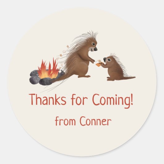 stekelvarken smores favor sticker (Voorkant)