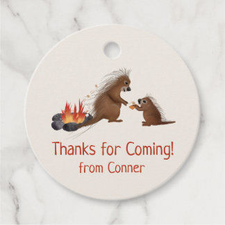 stekelvarken s'mores favor tag bedankjes labels