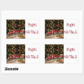 STEKER ** MERRY CHRISTMAS ** "ITALIAANSE STIKER" RECHTHOEKIGE STICKER (Vel)