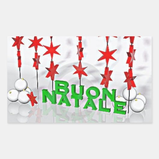 STEKER ** MERRY CHRISTMAS ** "ITALIAANSE STIKER" RECHTHOEKIGE STICKER (Voorkant)