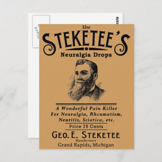 Steketee's Neuralgia drups Grand Rapids, MI Briefkaart (Voorkant / Achterkant)