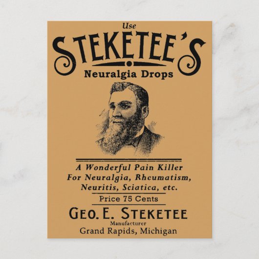 Steketee's Neuralgia drups Grand Rapids, MI Briefkaart (Voorkant)