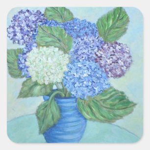 stekker voor het schilderen van hydrangea vierkante sticker