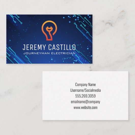 Stekkers | Gloeilampen | Elektrische moderne techn Visitekaartje (Voorkant / Achterkant)