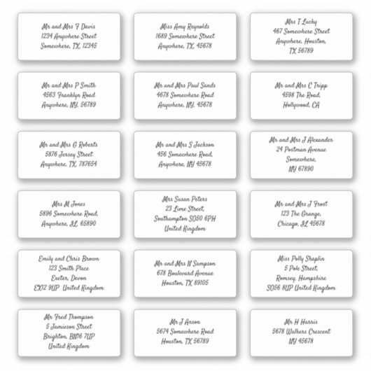 Stel 18 individuele ontvangersnaam Adres Verzendin Sticker (Voorkant)