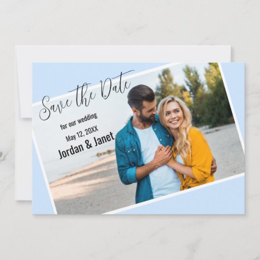 Stel Aan De Strand Plat Bewaar De Datumkaart Save The Date (Voorkant)