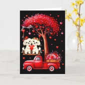 Stel Bichon Frises Valentijnsharten Boom Pick-up Kaart (Gele Bloem)