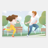 Stel dat hardlopen rechthoekige sticker (Voorkant)