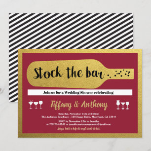 Stel de bar-uitnodiging in, Bourgogne en goud Kaart