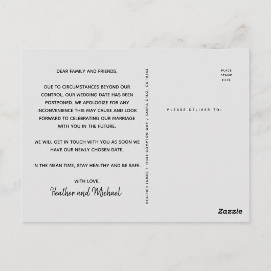 Stel de datum van de bruiloft noodlijdende script  briefkaart (Achterkant)