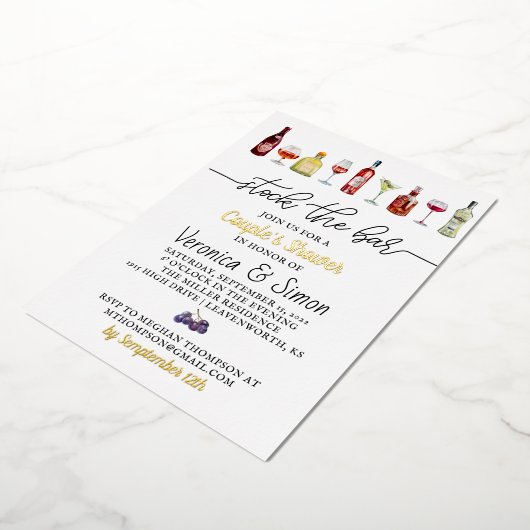 Stel de storingsuitnodiging van de Bar Couple in Folie Uitnodiging (Gedraaid)