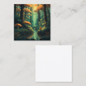 Stel een rustige en betoverende bos verlichten vierkante visitekaartje (Voorkant / Achterkant)