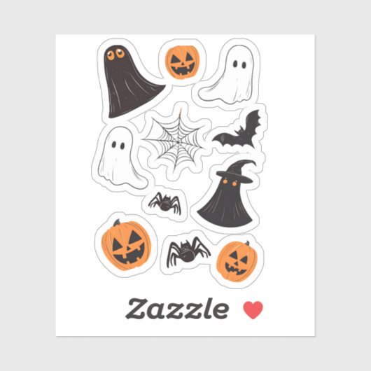 Stel Hallowin stickers, pompoen, web, spin, spook. Sticker (Vel)