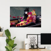 Stel in gondel tijdens carnaval, Venetië Poster (Thuiskantoor)