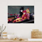 Stel in gondel tijdens carnaval, Venetië Poster (Keuken)