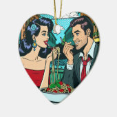 Stel in liefde | Pop Art Keramisch Ornament (Links)