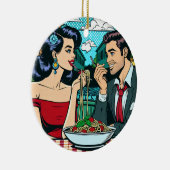 Stel in liefde | Pop Art Keramisch Ornament (Rechts)