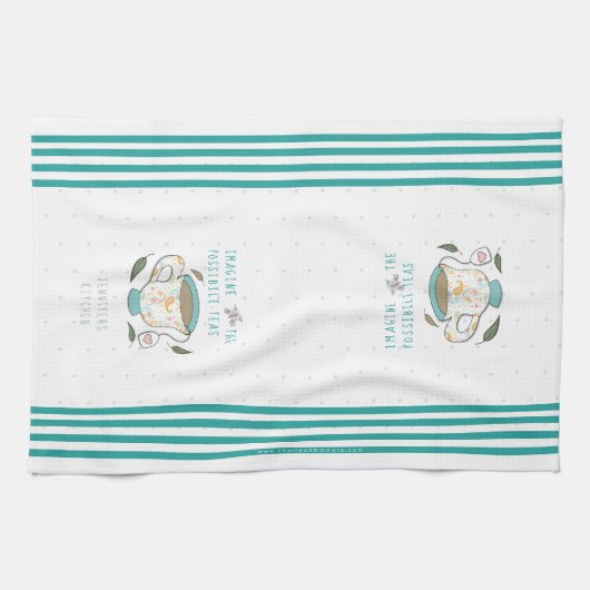 Stel je de mogelijkheden voor dat Tea Puns geperso Theedoek (Horizontaal)