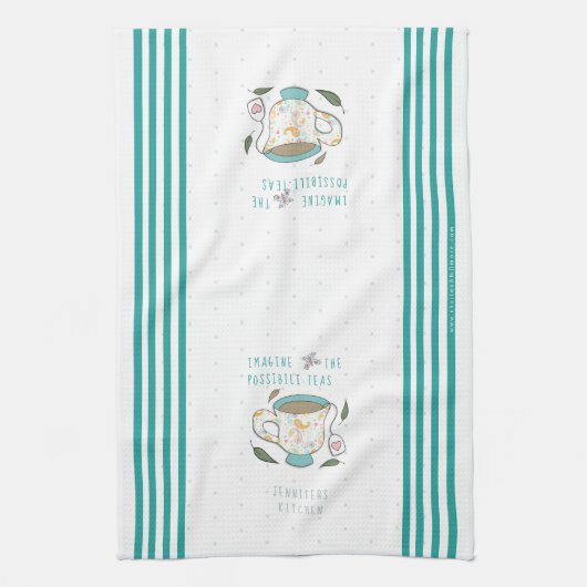 Stel je de mogelijkheden voor dat Tea Puns geperso Theedoek (Verticaal)