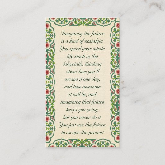 Stel je de toekomst voor: een soort nostalgische u visitekaartje (Voorkant)