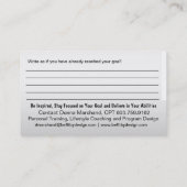 Stel je een Goal Card voor Visitekaartje (Achterkant)