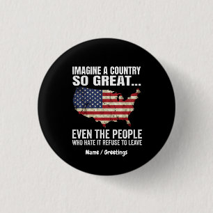 Stel je een land zo geweldig voor Patriotische USA Ronde Button 3,2 Cm
