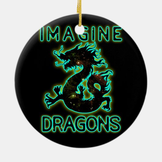 Stel je magische en mythische fantasy draken encha keramisch ornament (Achterkant)