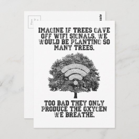 Stel je voor dat bomen WiFi-signalen afgeven Briefkaart (Voorkant / Achterkant)