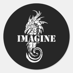 Stel je voor dat je Tattoo Fantasy Dragon Stijl Ronde Sticker