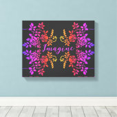 Stel je voor dat Roos Flowers Abstracte Inspireren Canvas Afdruk (Insitu (Houten vloer))