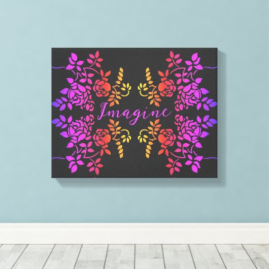 Stel je voor dat Roos Flowers Abstracte Inspireren Canvas Afdruk (Insitu (Houten vloer))