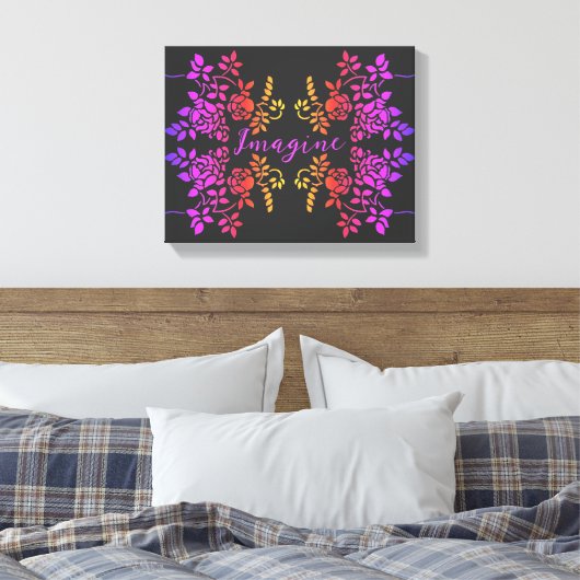 Stel je voor dat Roos Flowers Abstracte Inspireren Canvas Afdruk (Insitu (Slaapkamer))