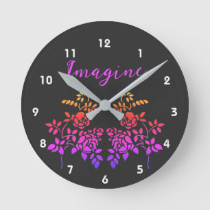 Stel je voor dat Roos Flowers Abstracte Inspireren Ronde Klok