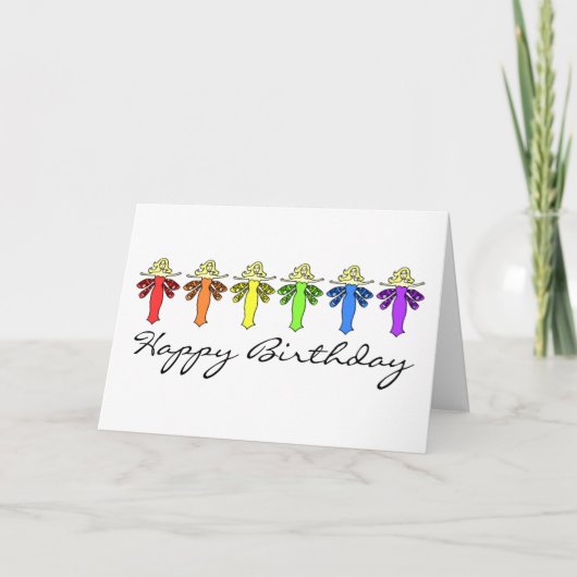 Stel je voor Dragonfly Fairy Rainbow Birthday Kaar Kaart (Voorkant)