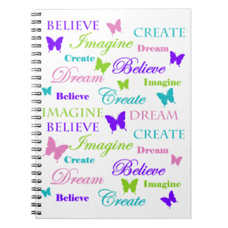 Stel je voor, Dream, geloof, Creëer. Butterflies. Notitieboek