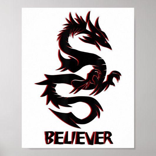 Stel je voor, droom, geloof _ Fantasy Rage Dragon Poster (Voorkant)