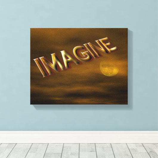 Stel je voor: Fantasy Moon Sky Inspirerend Canvas Afdruk (Insitu (Houten vloer))