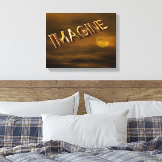 Stel je voor: Fantasy Moon Sky Inspirerend Canvas Afdruk (Insitu (Slaapkamer))