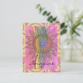 Stel je voor Peace Tie Dye Flower Waterverf Art Briefkaart (Staand voorkant)