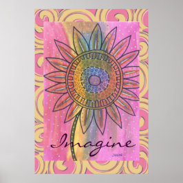Stel je voor Peace Tie Dye Flower Waterverf Art Poster