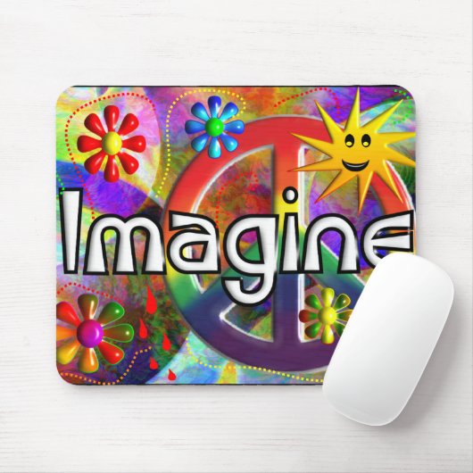 "Stel je voor" Psychadelic 70's Gifts Muismat (Met muis)