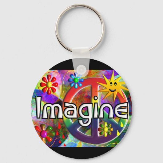 "Stel je voor" Psychadelic 70's Gifts Sleutelhanger (Voorkant)