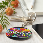 "Stel je voor" Psychadelic 70's Gifts Sleutelhanger (Zijkant)